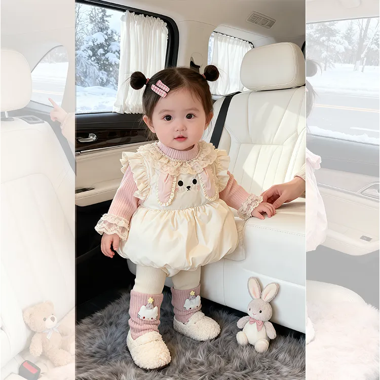 女童套装冬季棉服马甲时髦洋气2025新款小童女宝宝保暖坎肩三件套