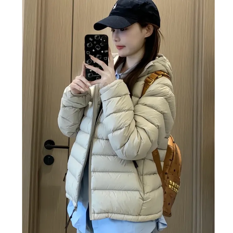 韩版排骨棉服女2025新款轻薄修身短款显瘦运动连帽潮棉衣212