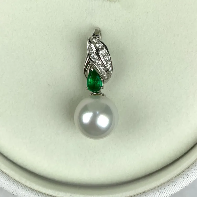 【限定孤品】海水珍珠澳白珍珠吊坠13-14mm维纳斯18K金镶钻送人礼物
