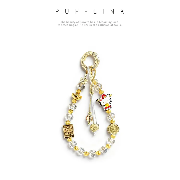 新款萌财小元宝高保合金水晶手机链包包挂饰钥匙扣女生轻奢定制
