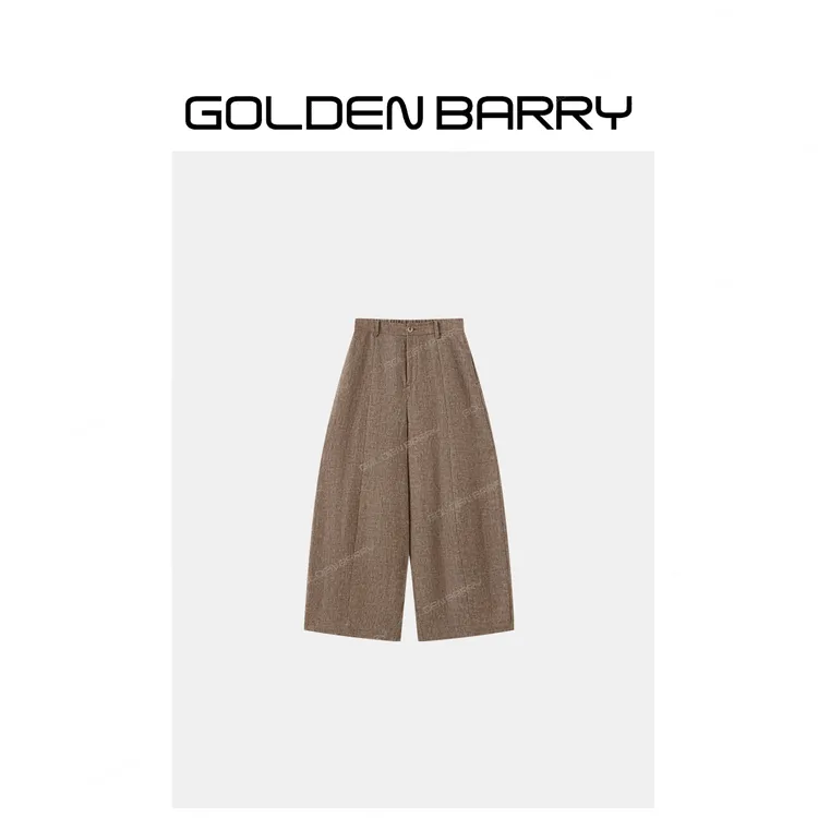 GOLDENBARRY「麻川裤」肌理感色织麻长裤556001