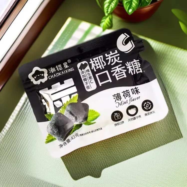 椰炭口香糖维C清新口气薄荷味水果味随身约会零食