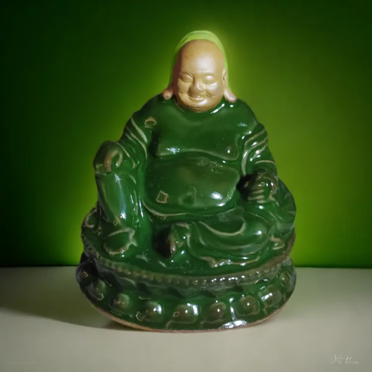 钧瓷布袋弥勒佛像客厅书房装饰工艺品摆件