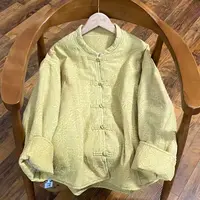 喜卓6086清新新中式国风盘扣提花雅致加棉棉衣