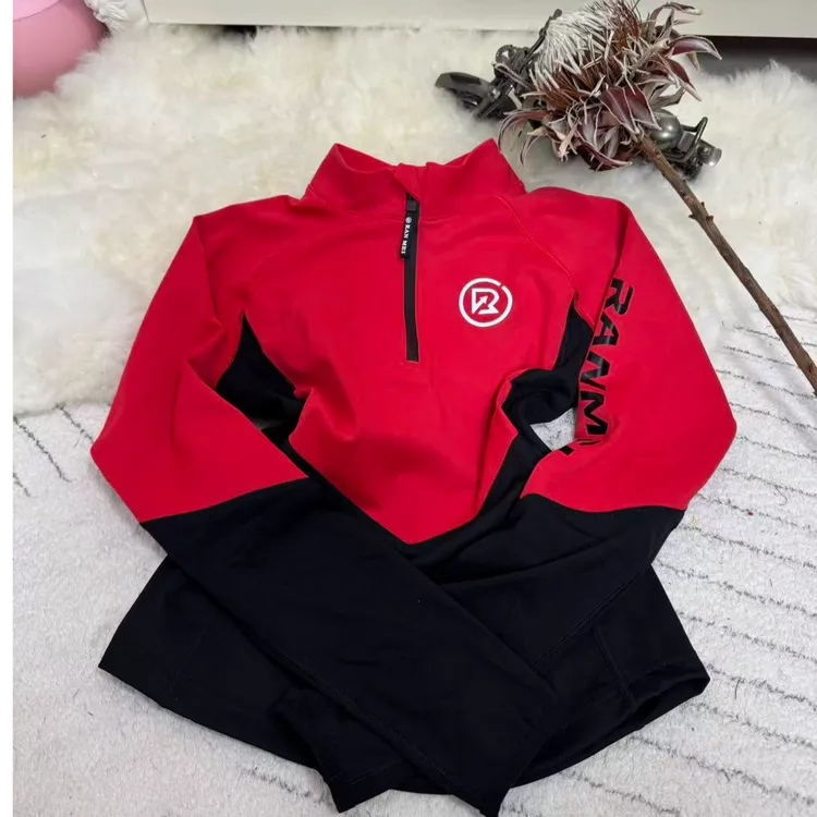 健身娇专属 冉玫秋冬加绒款休闲修身上衣撞色跑步长袖半开拉链衫