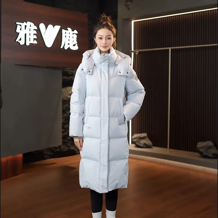 【90白鸭绒】雅鹿时尚中长款羽绒服连帽女款专柜同款可爱外套流光风