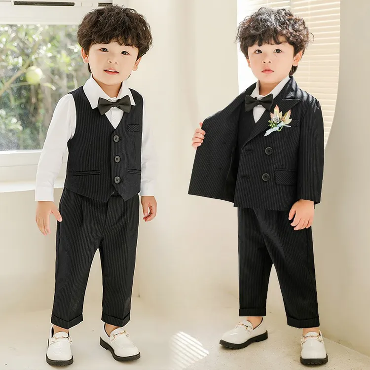 宝宝西装三件套男童礼服套装花童男宝周岁生日小西装男春秋英伦风