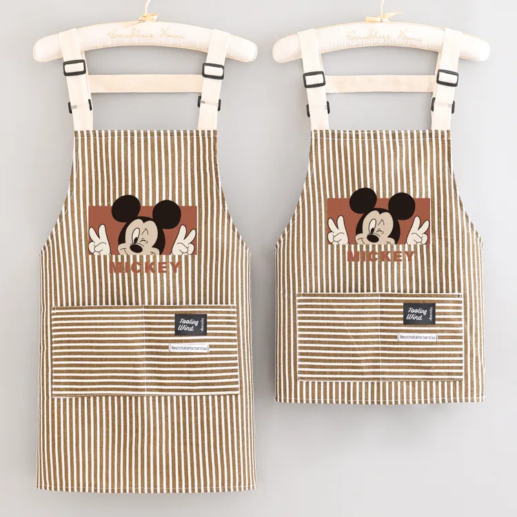 透气耐磨防污可调节棉麻围裙定制logo餐饮专用围腰上班家用厨房女