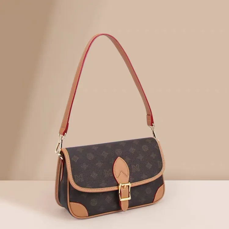 稻草人女包2025新款女士单肩斜挎腋下包时尚百搭印花翻盖包包