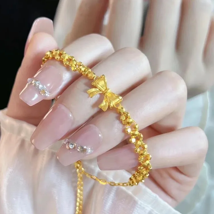 铜合金手链 新中式国风时尚百搭蝴蝶结仙女手链女碎冰冰轻奢手饰