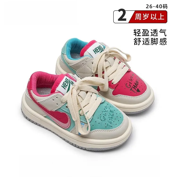 儿童运动鞋女童新款真皮aj童鞋2025春夏男童板鞋百搭软底中大童鞋