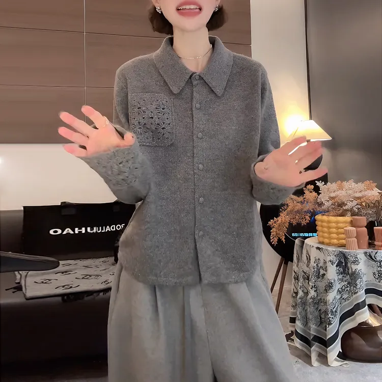 高级感衬衫领针织衫女2025冬季新款网红炸街女装气质打底针织上衣