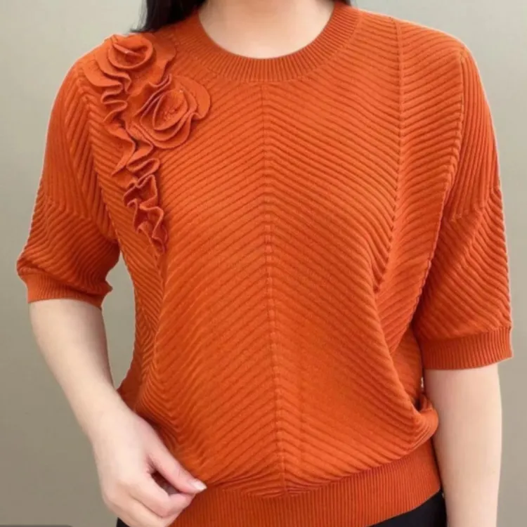 春夏款复古风提花针织小衫2025新款宽松显瘦气质减龄中老年妈妈装