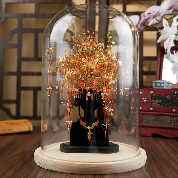 十二凤仪冠专用玻璃罩子透明展示防尘发光槽灯底座拼酷手办模型