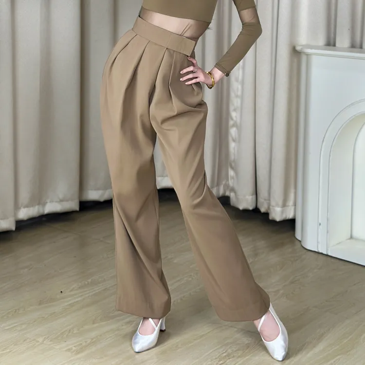 【秋款福利】丹珍舞裤女潮流高腰跳舞国标舞摩登舞蹈练功长裤MK03