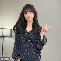 韩系木耳边定制面料碎花显瘦印花秋季新款