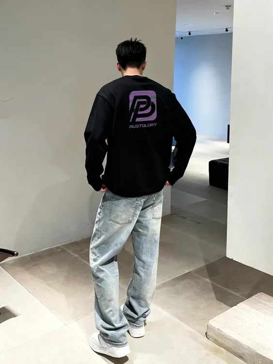 【100%重磅纯棉】美式cleanfit长袖T恤简约运动休闲秋季宽松透气ins