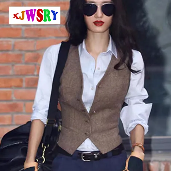 XJWSRY/轩骏英伦风马甲女春秋无袖毛呢马夹修身坎肩外套休闲显瘦