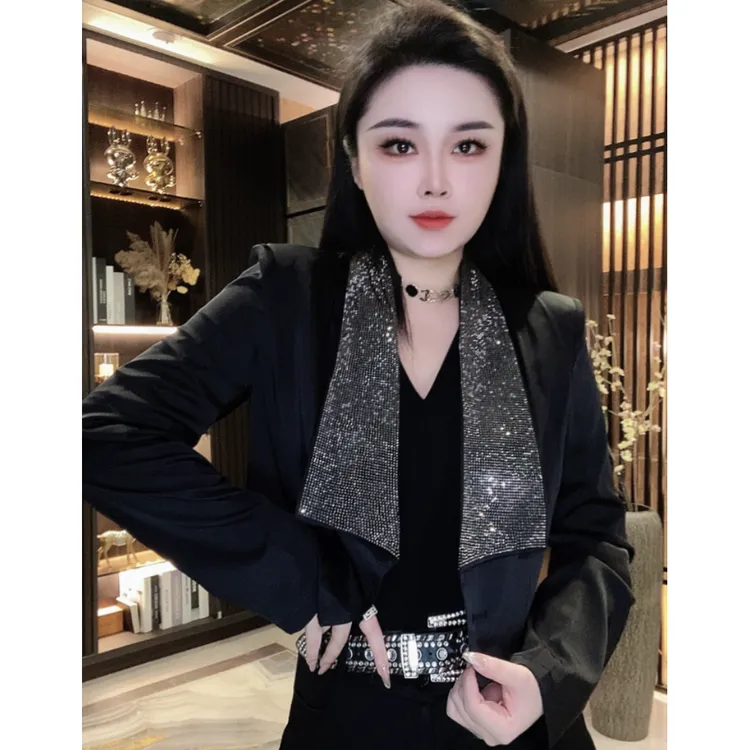 重工轻奢ins气质外套长袖短款时尚显瘦炸街小众百搭黑色