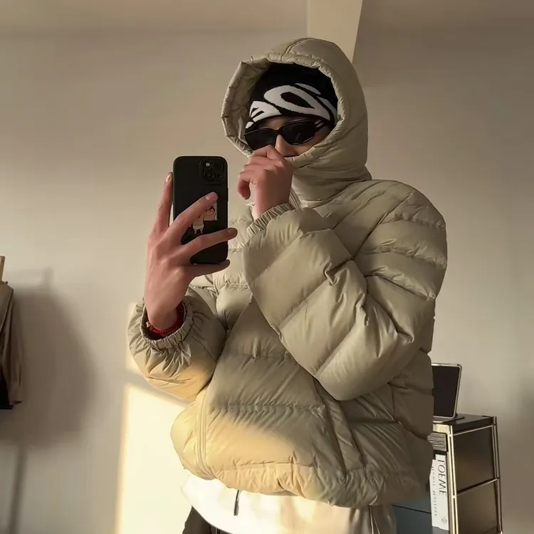 男款冬季90白鸭绒排骨羽绒服轻薄防寒保暖情侣连帽外套GK-3355