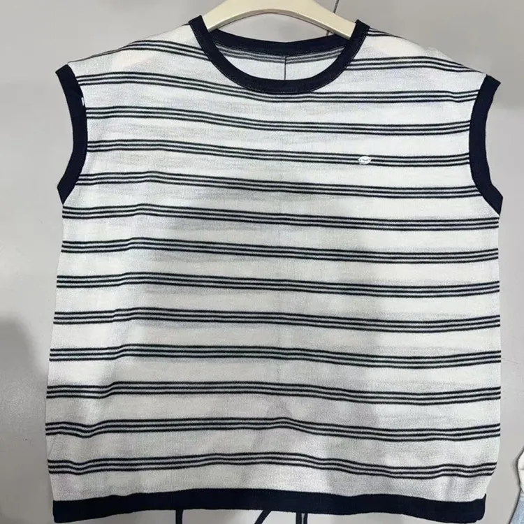 条纹毛针织衫航海风时尚针织上衣圆领韩版潮流百搭休闲夏季宽松