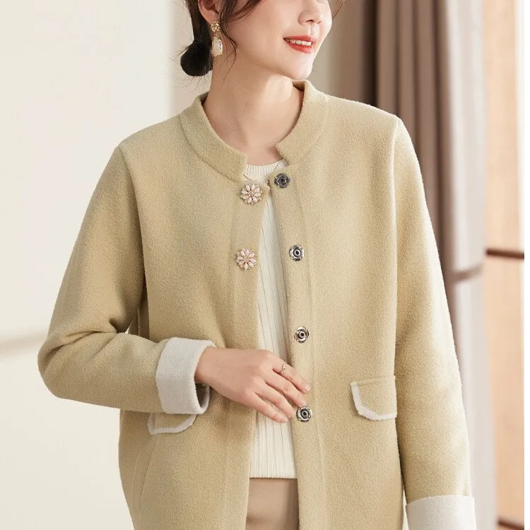 时尚妈妈春装短款针织衫外套2025新款中老年女装洋气开衫减龄上衣