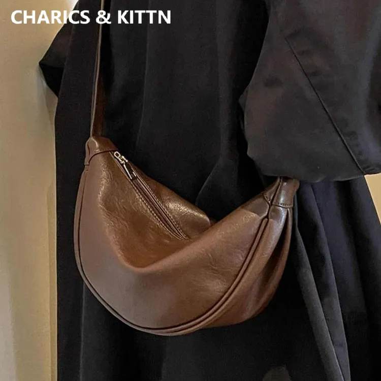 CHARICS&KITTN真皮女包包女式2025新款斜挎包单肩四季百搭饺子包