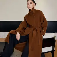 【T】边芙卡高领毛呢外套长款厚款羊毛大衣韩版宽松女680967-保1