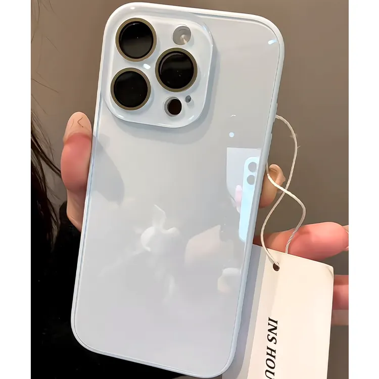 新款baby蓝玻璃适用16手机壳iPhone15简约14ProMax纯色13网红13