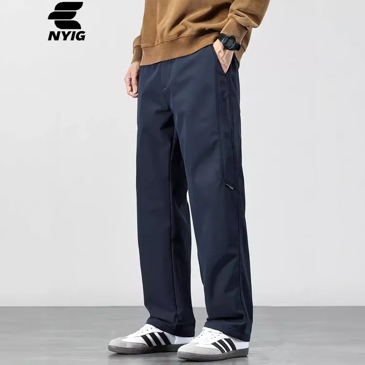 NYIG直筒休闲裤男秋冬新款裤子冲锋裤男裤长裤裤子男款秋冬款