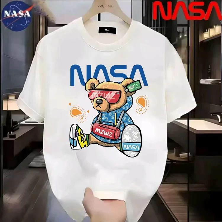 NASA联名纯棉夏季圆领短袖T恤微宽松时尚男女同款休闲百搭44