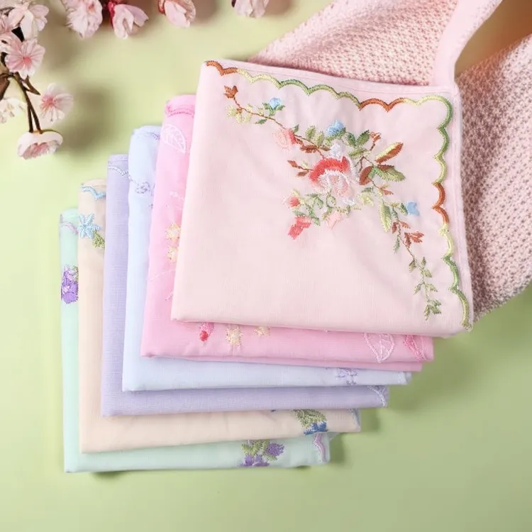 薄款古风刺绣女款纯棉手帕精美淑女风柔软吸汗手绢送女士礼物