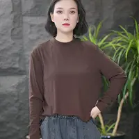 FF半高领抗起球春秋休闲风套头女士长袖百搭常规T恤