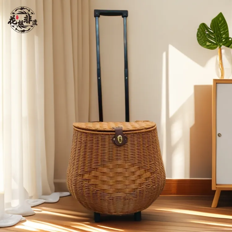 D80翻盖拉杆箱带轮大容量外出野餐篮拍照买菜道具收纳箱35*23*87