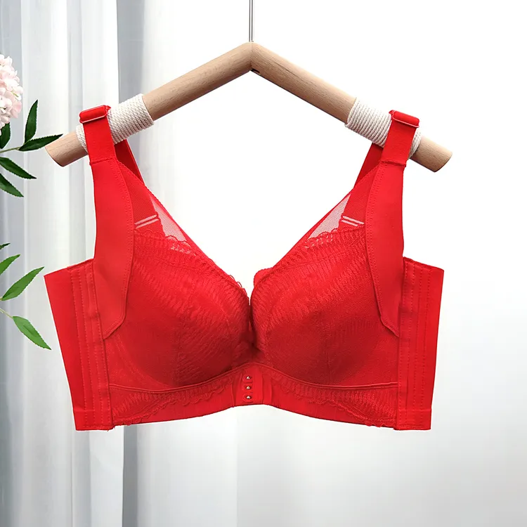 红色本命年中厚杯聚拢显大内衣调整型收副乳矫正外扩防下垂文胸