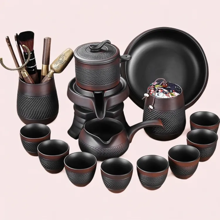 云南建水紫陶茶壶泡茶专用懒人功夫茶具泡茶神器高档大气礼盒套装