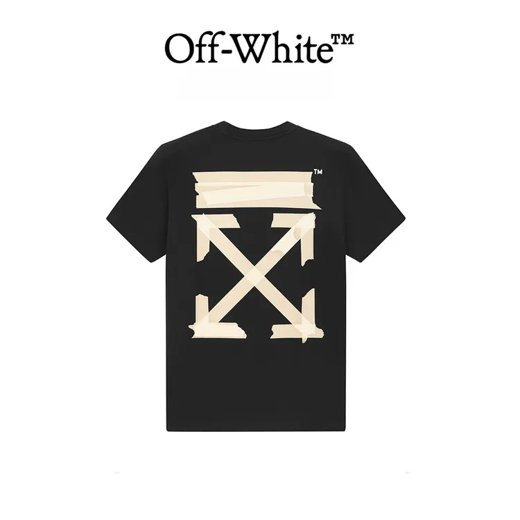 OFF-WHITESS26 新款烫金箭头胶带贴布短袖轻奢时尚t恤 男女同款