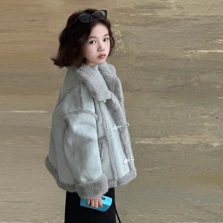 【送包包】女童加绒外套秋冬装2025新款洋气女孩棉服高级感皮毛一体