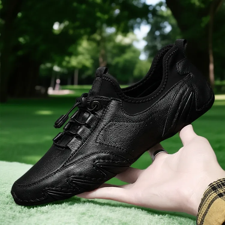 头层牛皮豆豆鞋男2025年新款真皮鞋夏季潮流男士豆豆休闲皮鞋软