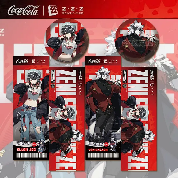 绝区零X可口可乐联动周边高清双面镭射票75MM镭射双闪吧唧挂件