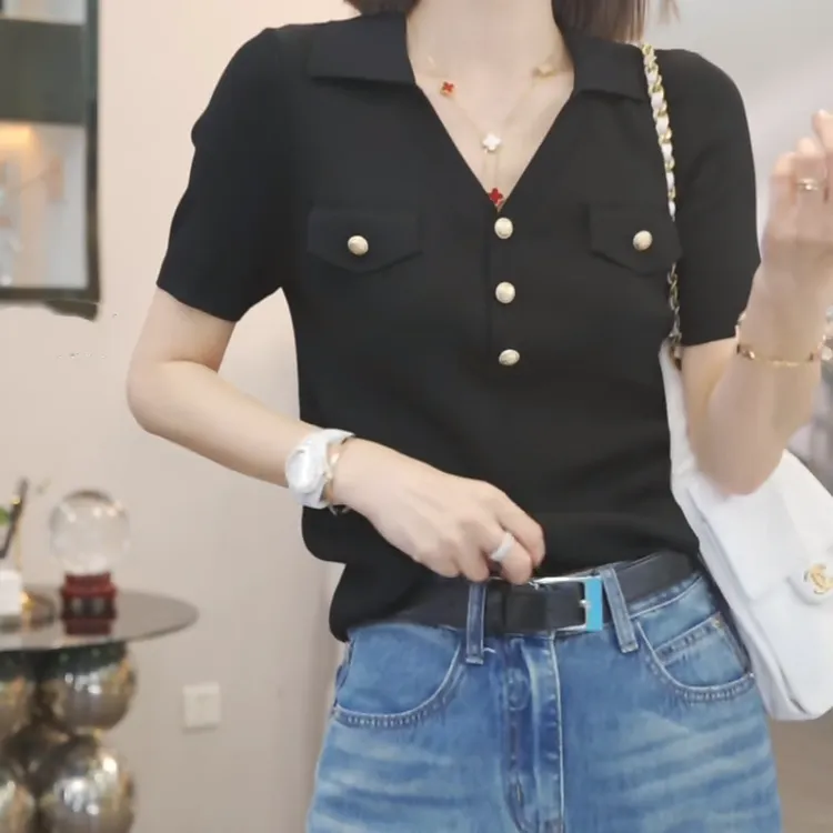 时尚休闲设计感上衣女2025新款夏季简约气质百搭显瘦上衣时尚