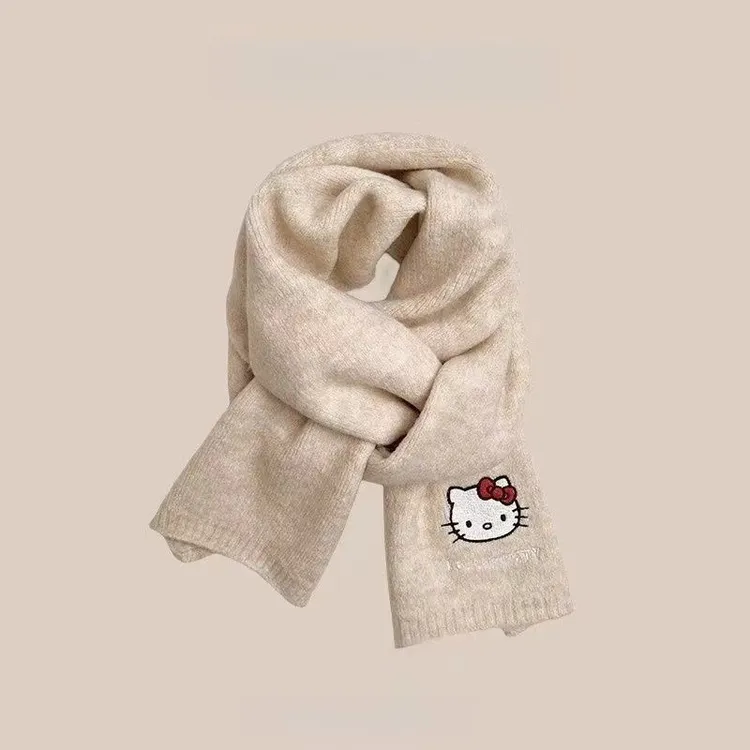 日韩系百搭可爱小猫毛线围巾冬季加厚保暖亲肤针织围脖围巾