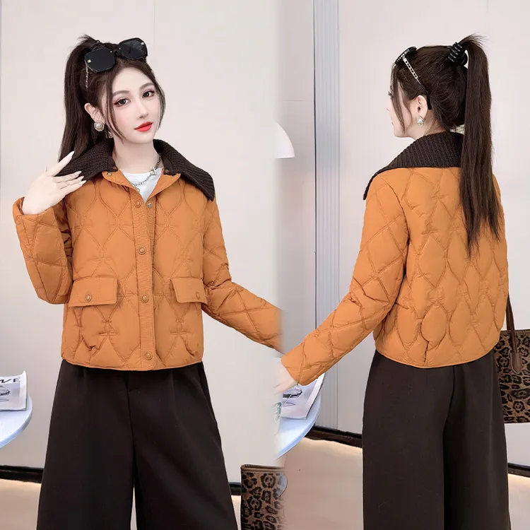 时尚休闲棉衣女冬季新款洋气减龄小个子气质宽松百搭毛领棉服外套