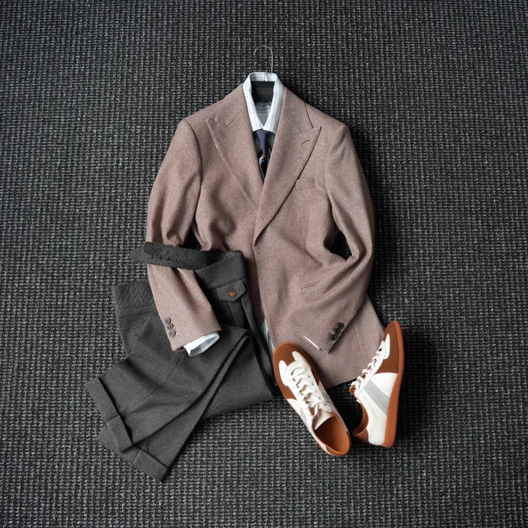 CssuGent 高定米兰眼 绅士复古老钱戗驳领西服男雅痞婚礼西装外套