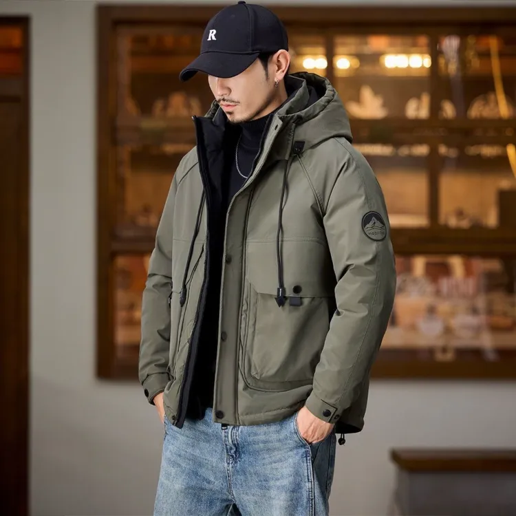 山系防寒服男款冬季加厚新款工装连帽短款防寒外套1689