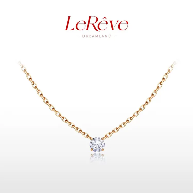 【LeReve 一滴泪单钻项链】镀k金4mm30分小鼻嘎钻锁骨链叠戴礼物