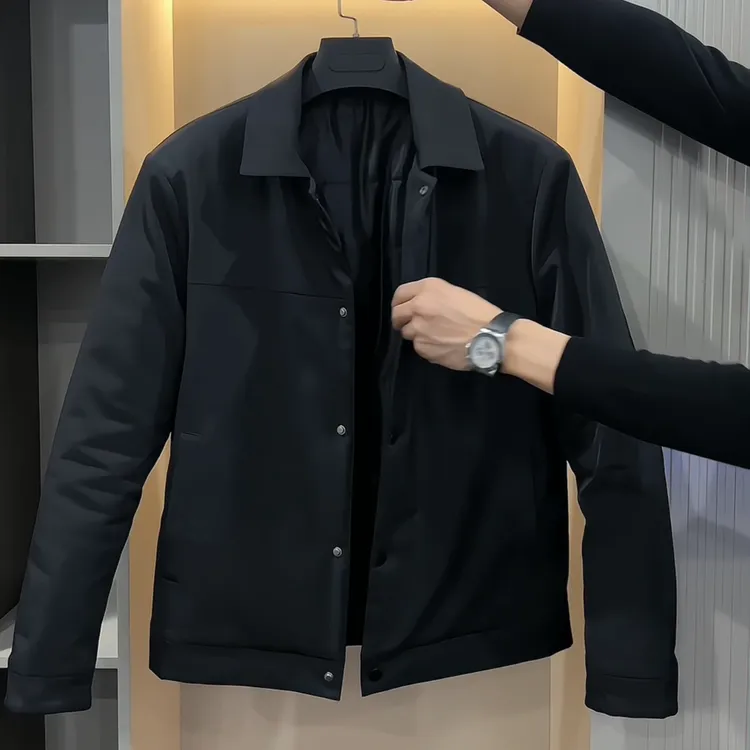 冬季新款男士棉服轻薄保暖修身百搭商务休闲行政棉服外套保暖帅气