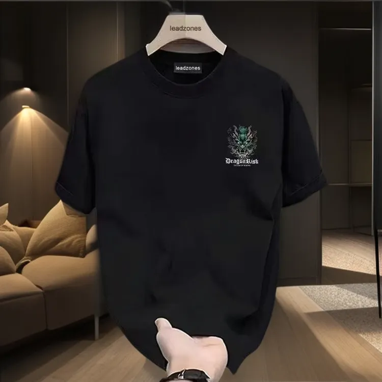 雅鹿男装夏季重磅纯棉短袖T恤男士高档时尚休闲宽松百搭潮流半袖