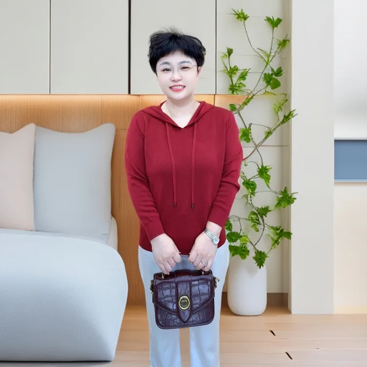 【秋冬双层加厚帽衫】中老年时尚(25336)大码女装套头妈妈装休闲