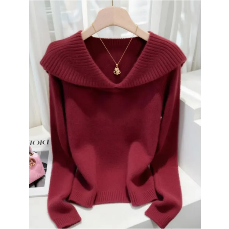 新年氛围感红色超好看气质针织衫女秋冬大码胖mm显瘦减龄圣诞毛衣